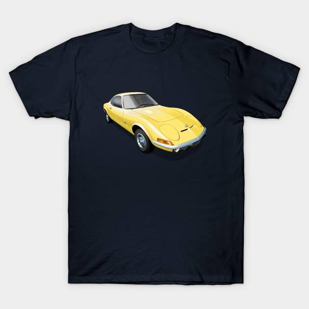 1972 Opel GT in yellow T-Shirt by candcretro